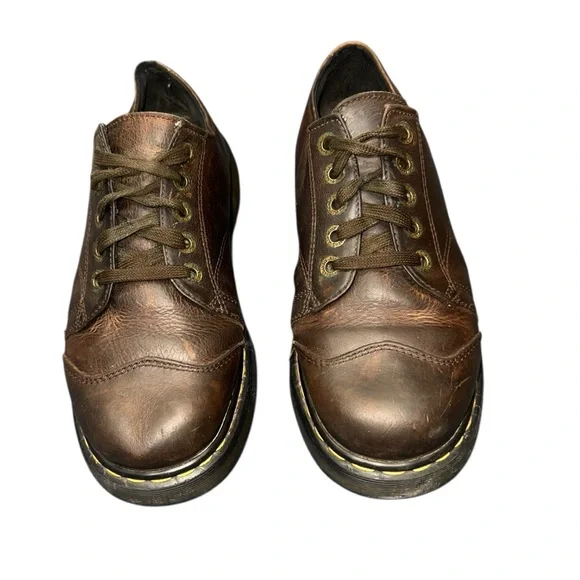 Dr. Martens 8651 Brown Leather Platform Oxfords Made In England Mens 8 Vintage - Picture 2 of 8